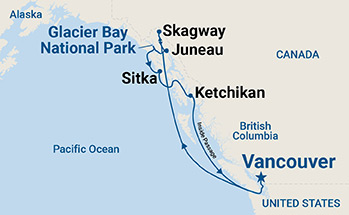 Route map for 8D7N Alaska (with Glacier Bay National Park)