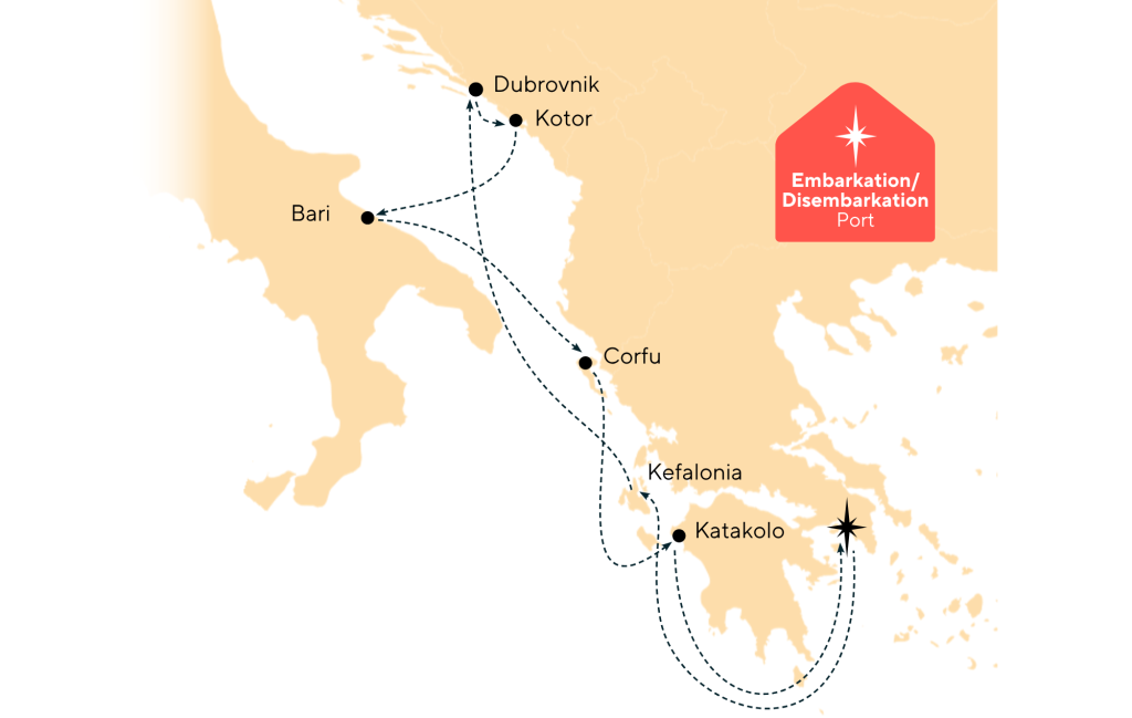 Route map for 8D7N Heavenly Greece, Italy and Croatia