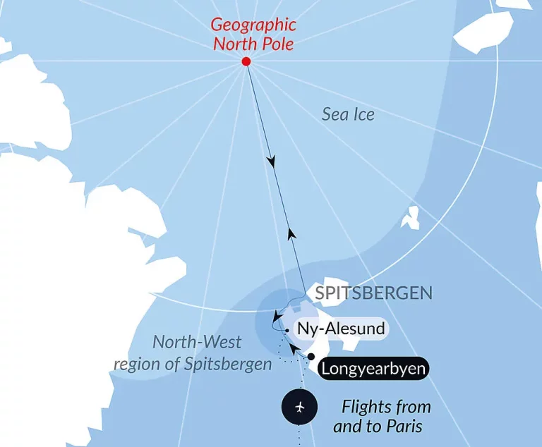Route map for 13D12N : The Geographic North Pole