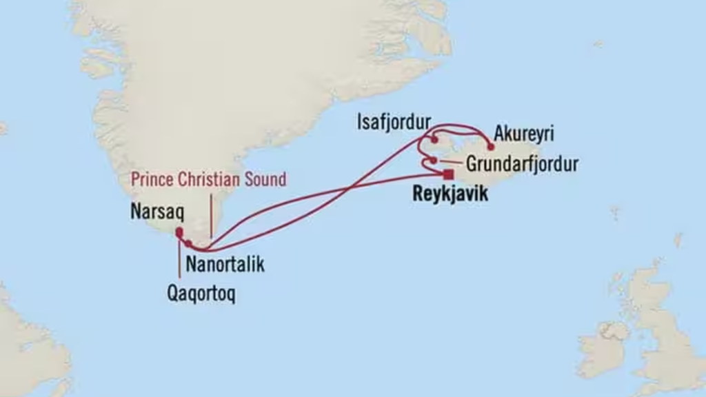 Route map for 11D10N Reykjavik to Reykjavik (Viking & Nordic Legends)