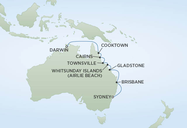 Route map for 13D12N Sydney – Darwin (FROM OUTBACK TO OASIS)