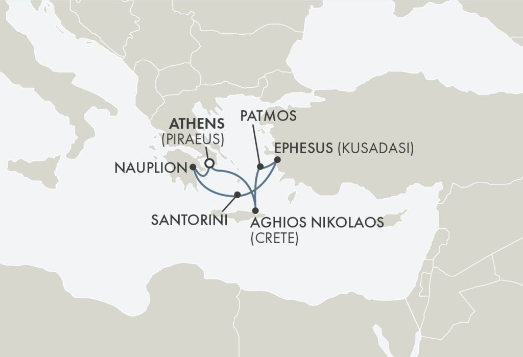 Route map for 8D7N Athens (Piraeus) – Athens (Piraeus) (GRECIAN RHAPSODY)