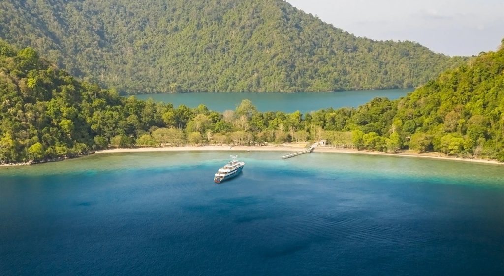 Aqua Blu at anchor in eastern Indonesia